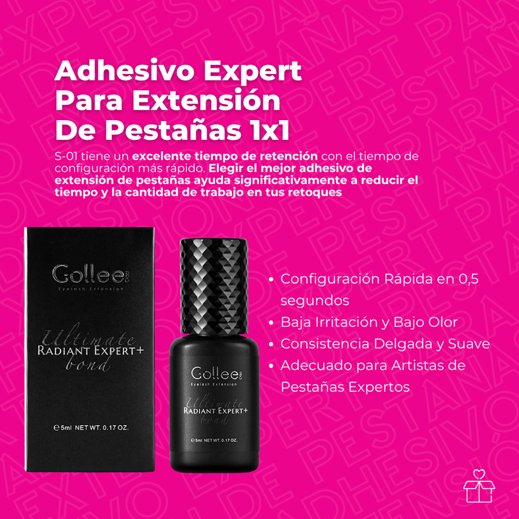 Adhesivo pegamento Gollee Radiant Expert para pestañas mink color negro