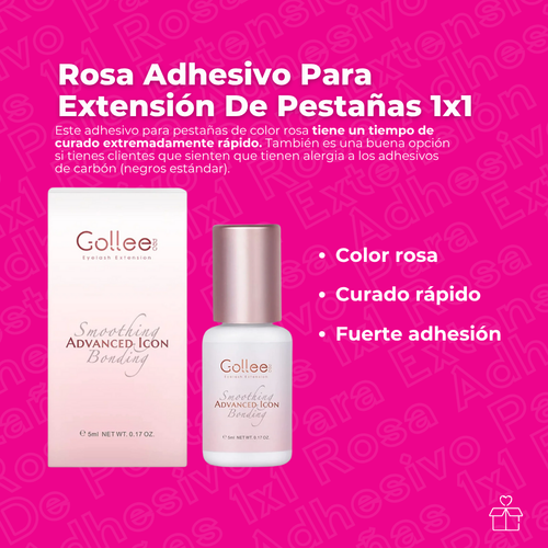 Adhesivo Extensiones De Pestañas Pink Clear Bonding Gollee Color Rosa transparente