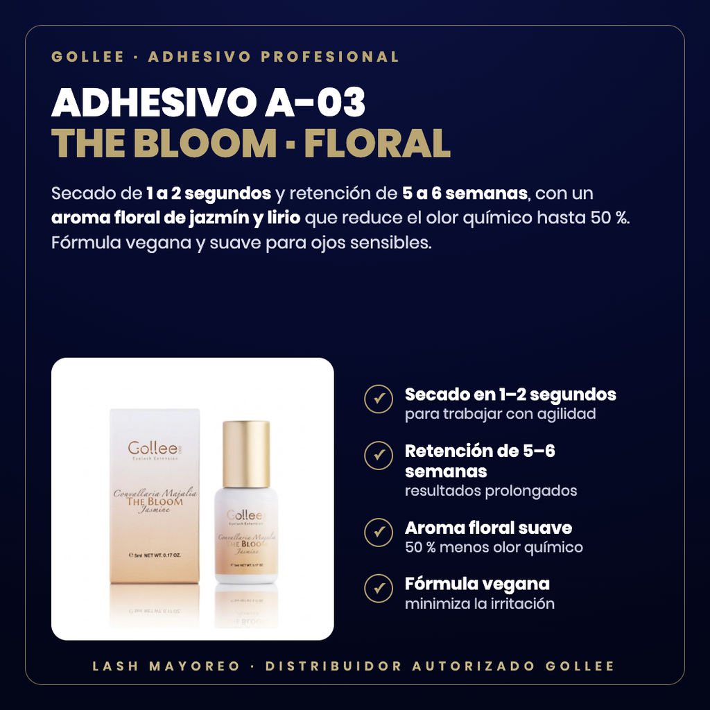Adhesivo A-03 The Bloom Gollee — descripción y beneficios | Lash Mayoreo