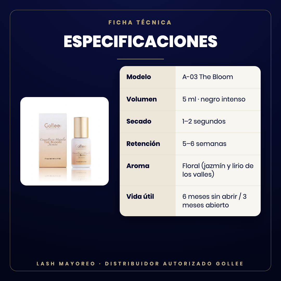 Adhesivo A-03 The Bloom Gollee — especificaciones | Lash Mayoreo