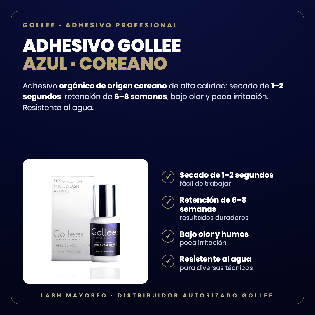 Adhesivo Gollee azul coreano — descripción y beneficios | Lash Mayoreo