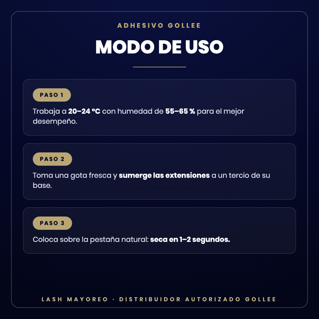 Adhesivo Gollee azul coreano — modo de uso | Lash Mayoreo