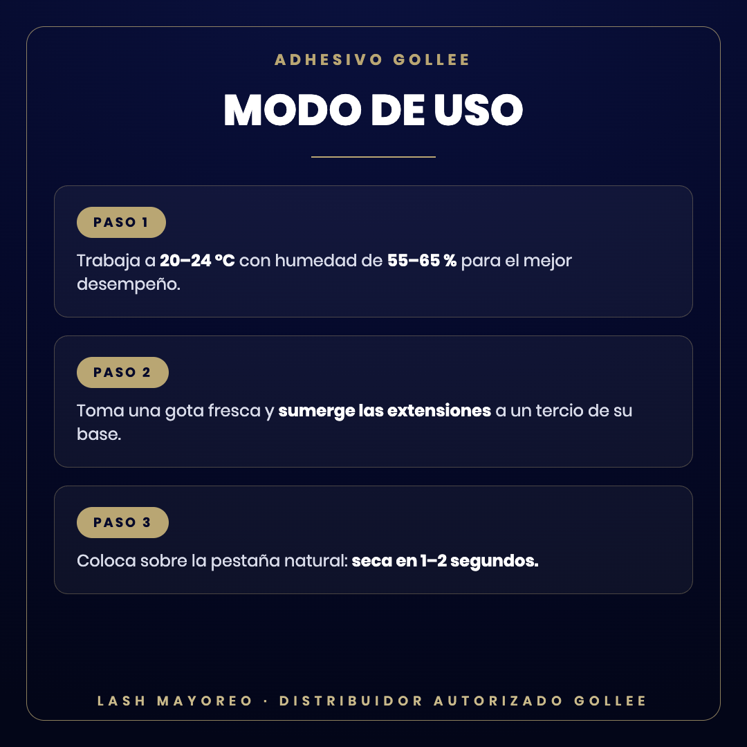 Adhesivo Gollee azul coreano — modo de uso | Lash Mayoreo