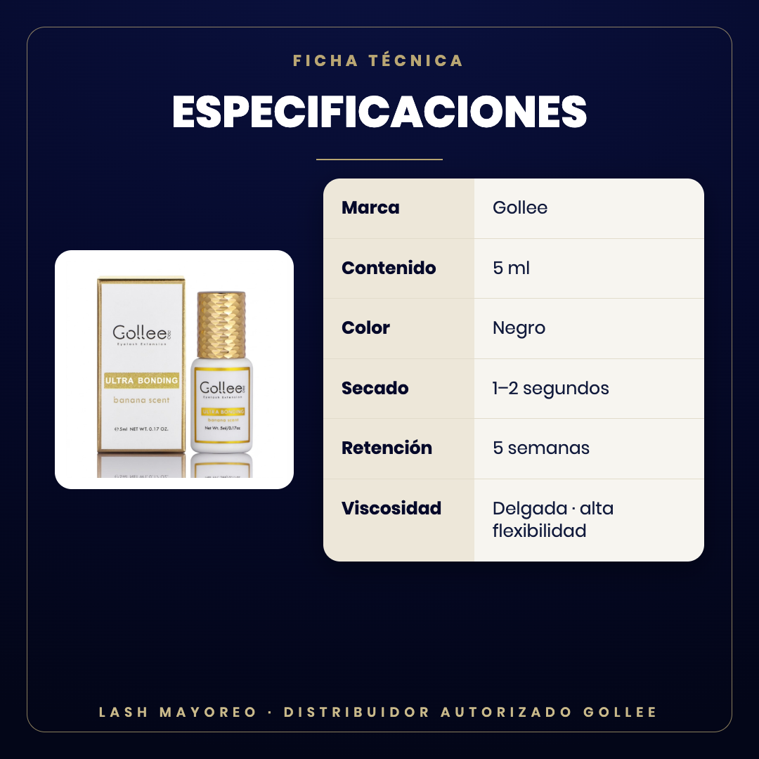 Adhesivo Banana Ultra Bonding Gollee — especificaciones | Lash Mayoreo