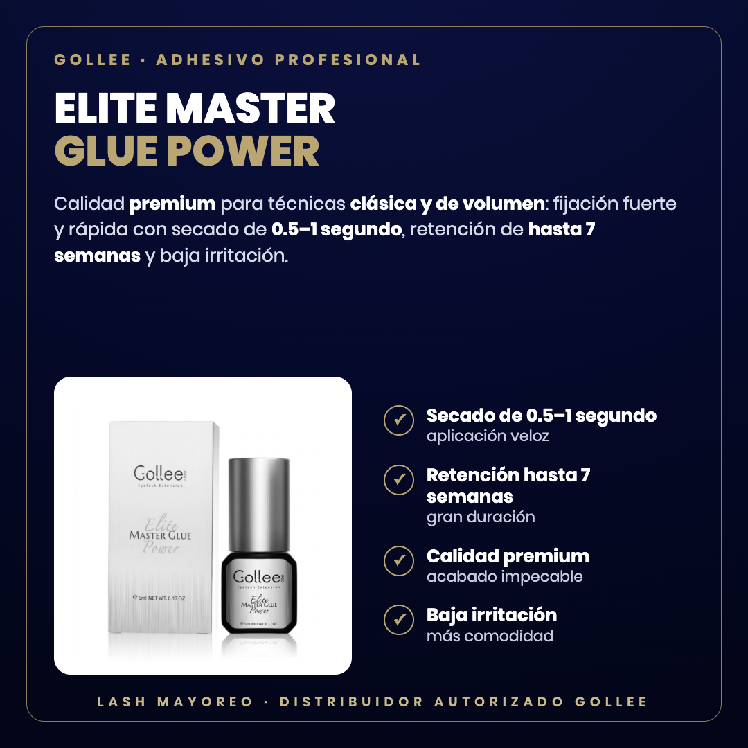 Adhesivo Elite Master Glue Power Gollee — descripción y beneficios | Lash Mayoreo
