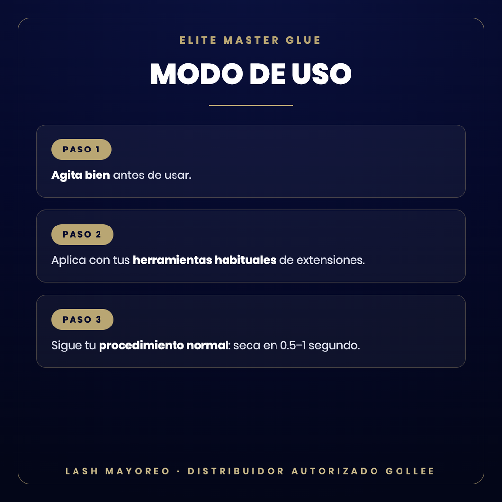 Adhesivo Elite Master Glue Power Gollee — modo de uso | Lash Mayoreo