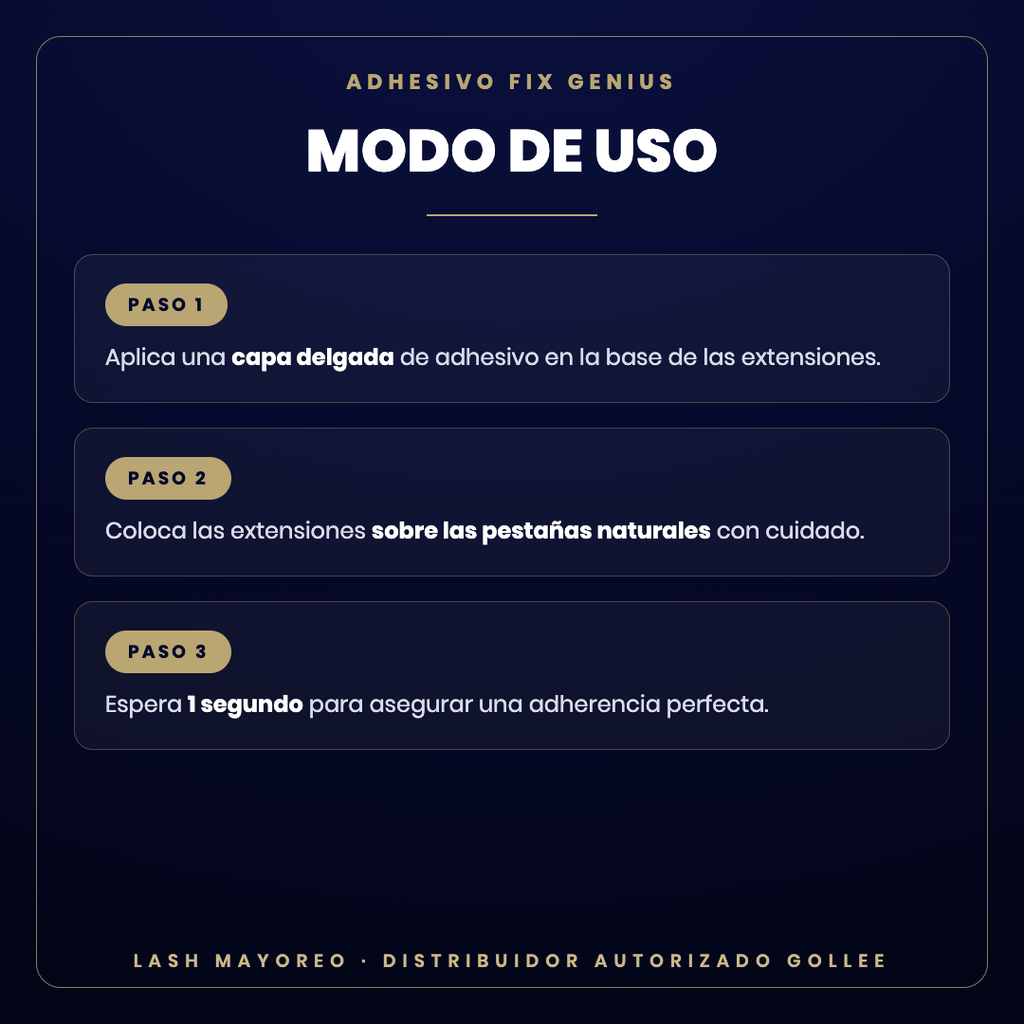 Adhesivo Fix Genius Gollee — modo de uso | Lash Mayoreo