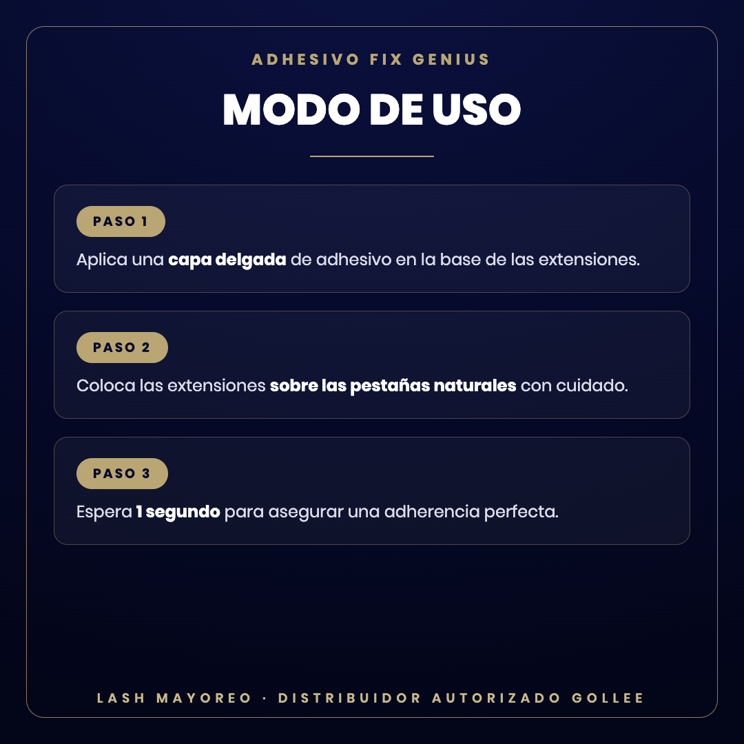Adhesivo Fix Genius Gollee — modo de uso | Lash Mayoreo