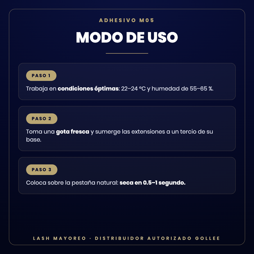 Adhesivo M05 Moonstone Gollee — modo de uso | Lash Mayoreo