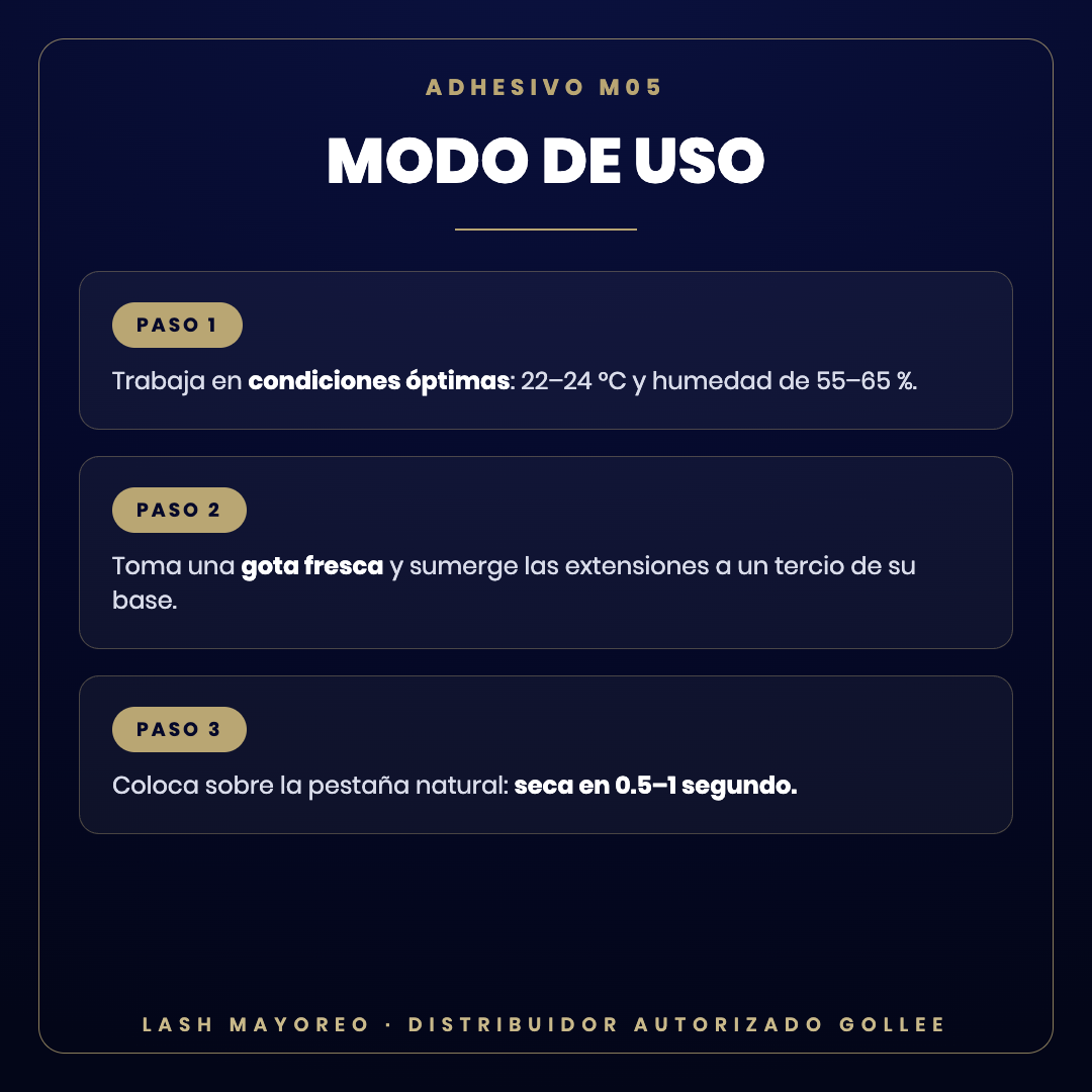 Adhesivo M05 Moonstone Gollee — modo de uso | Lash Mayoreo