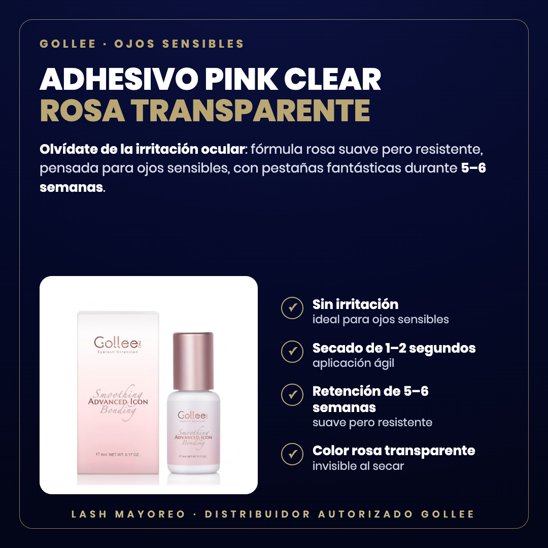 Adhesivo Pink Clear Gollee — descripción y beneficios | Lash Mayoreo