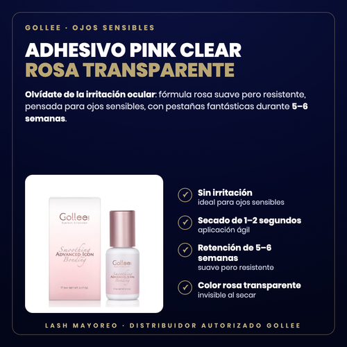Adhesivo Pink Clear Gollee — descripción y beneficios | Lash Mayoreo