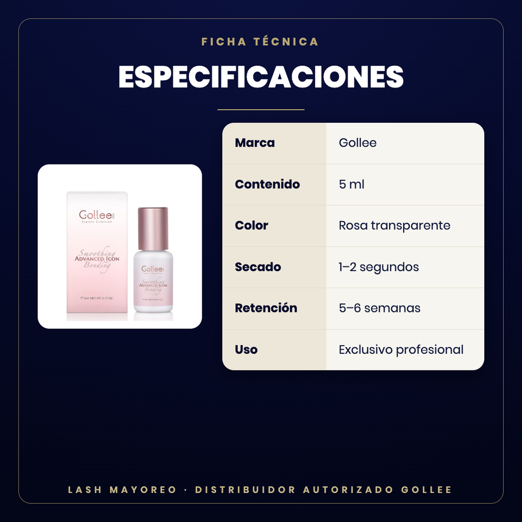 Adhesivo Pink Clear Gollee — especificaciones | Lash Mayoreo