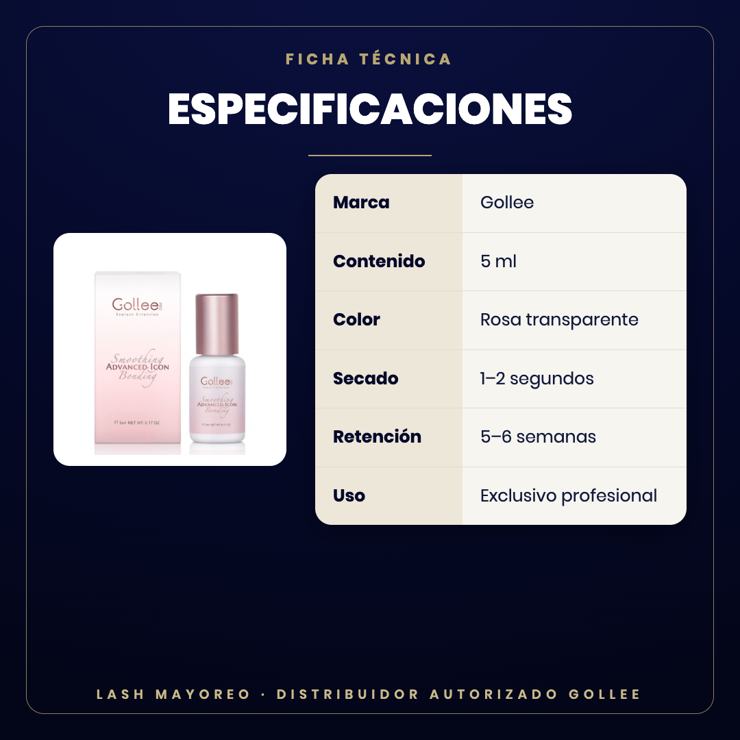 Adhesivo Pink Clear Gollee — especificaciones | Lash Mayoreo