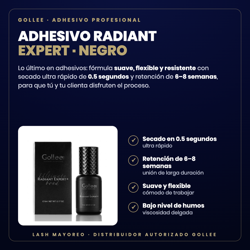Adhesivo Radiant Expert Gollee — descripción y beneficios | Lash Mayoreo