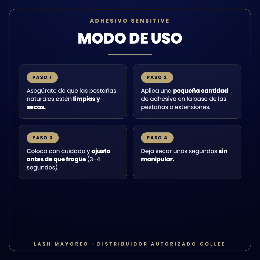 Adhesivo Sensitive Gollee — modo de uso | Lash Mayoreo