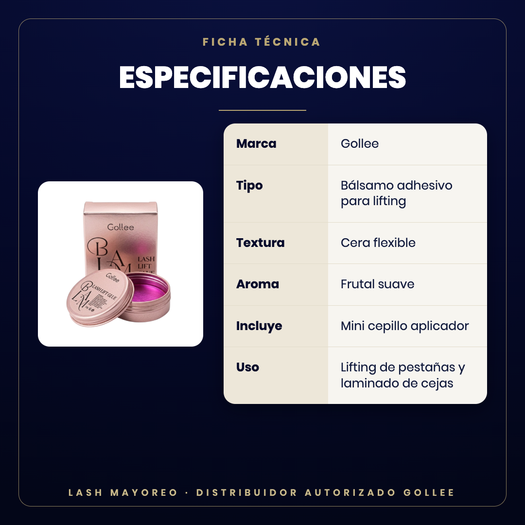 Bálsamo Glue lifting Gollee — especificaciones | Lash Mayoreo