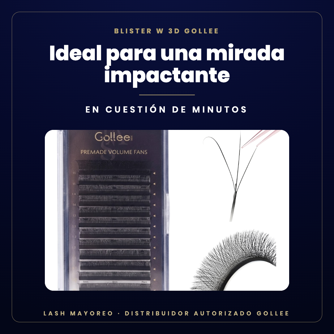 Blister pestañas 3D prearmadas Gollee — ideal para | Lash Mayoreo