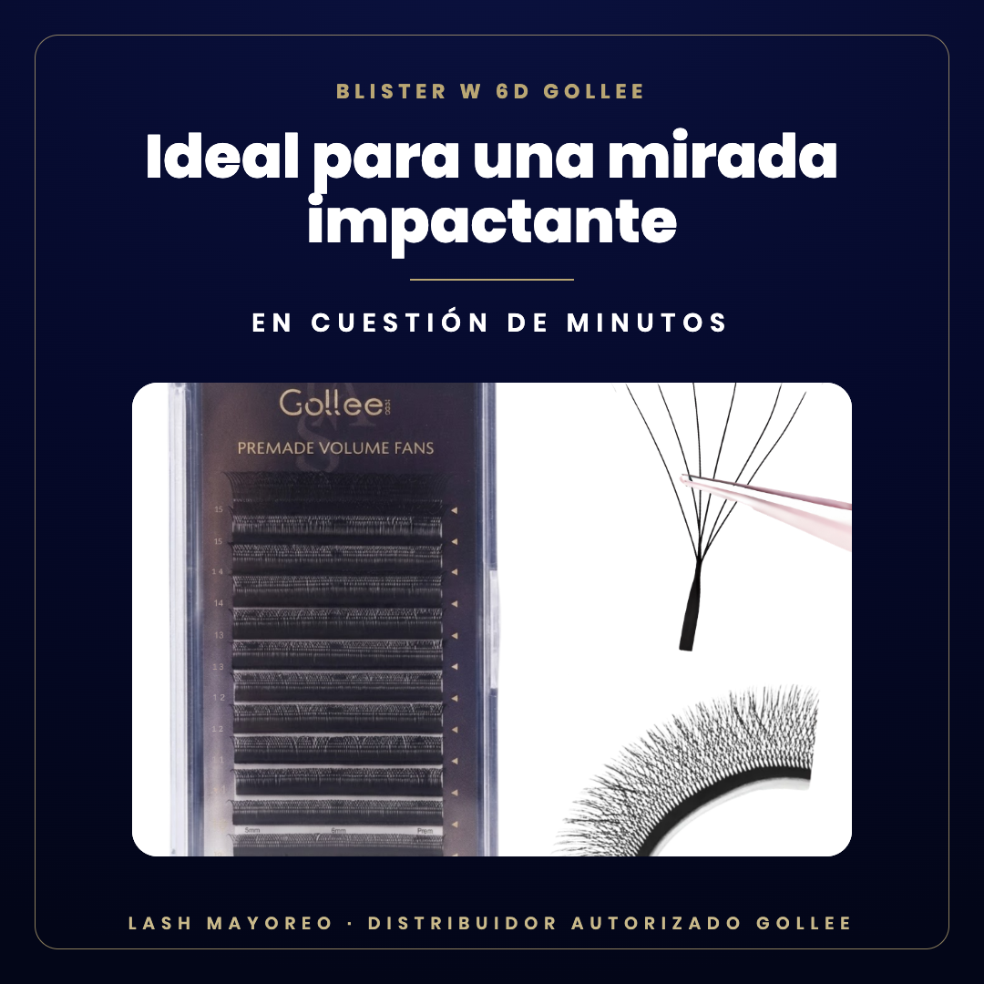 Blister pestañas 6D Mix prearmadas Gollee — ideal para | Lash Mayoreo