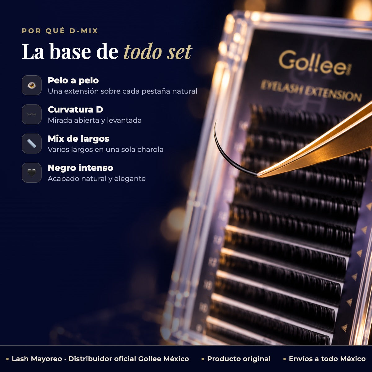 Blister Gollee pestañas clásicas D-Mix — Beneficios | Lash Mayoreo