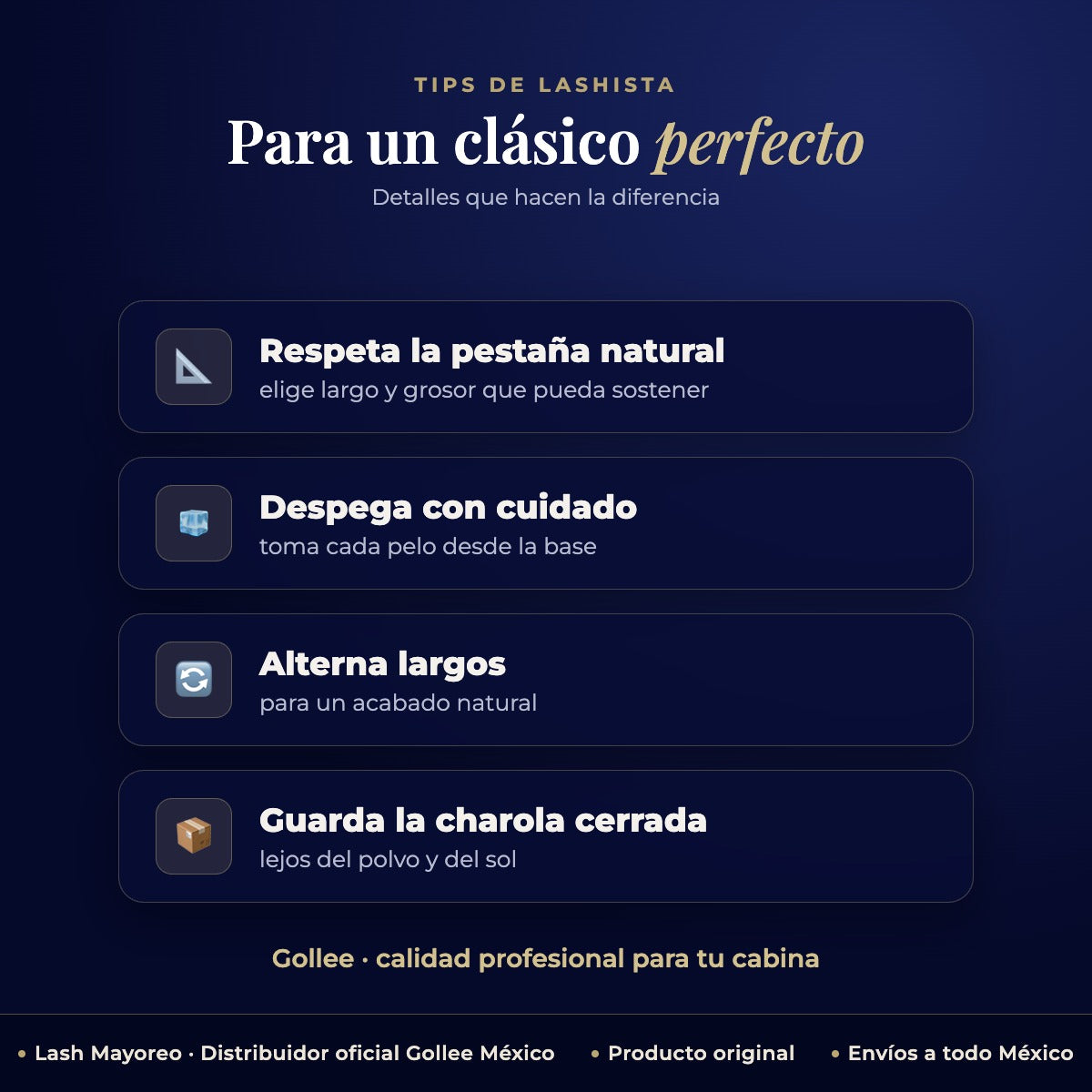 Blister Gollee pestañas clásicas D-Mix — Tips de lashista | Lash Mayoreo