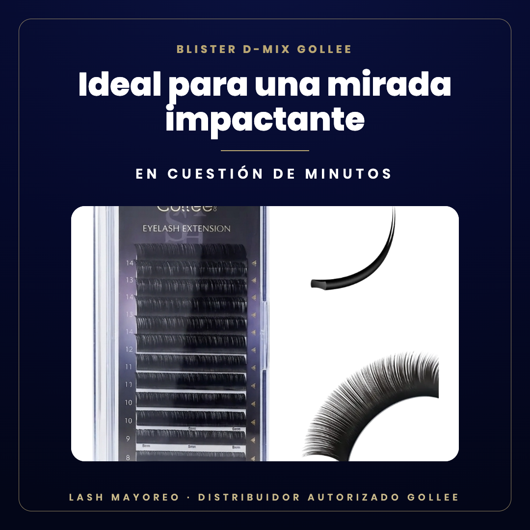 Blister pestañas D-Mix prearmadas Gollee — ideal para | Lash Mayoreo