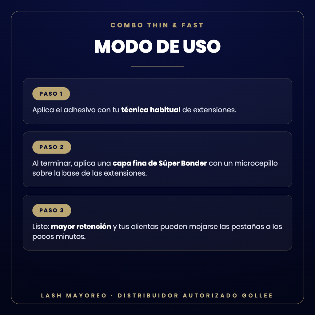 Combo Thin & Fast + Súper Bonder Gollee — modo de uso | Lash Mayoreo