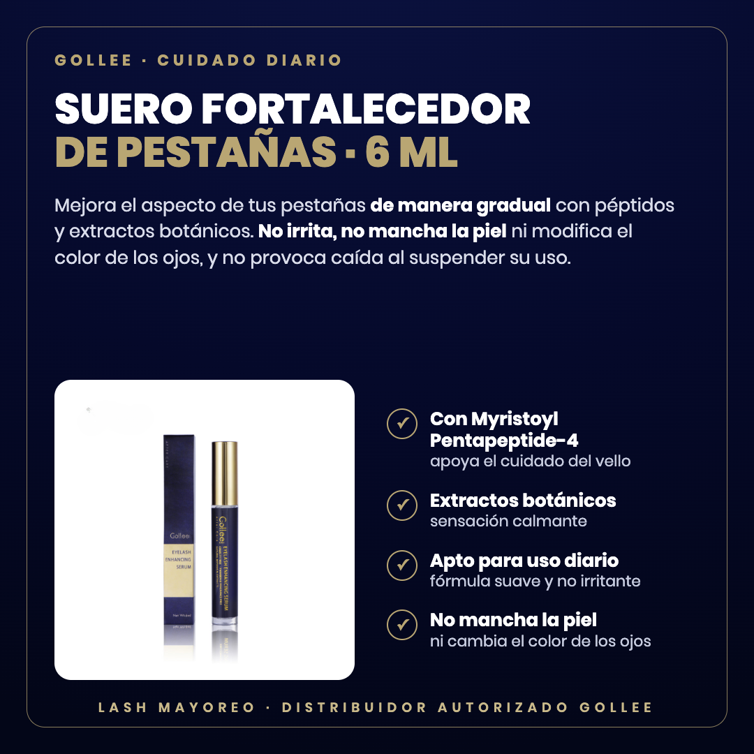 Suero fortalecedor de pestañas Gollee — descripción y beneficios | Lash Mayoreo