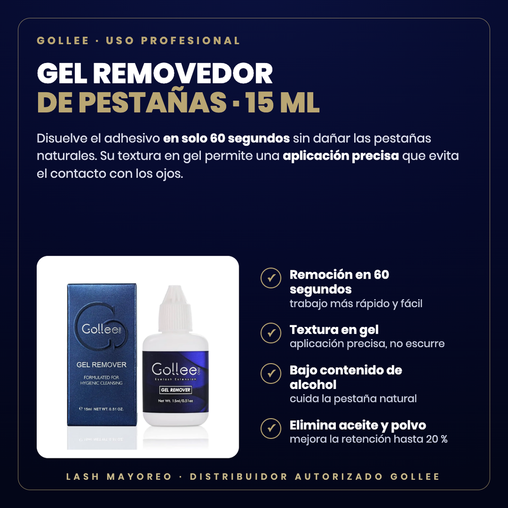 Gel Removedor de pestañas Gollee — descripción y beneficios | Lash Mayoreo
