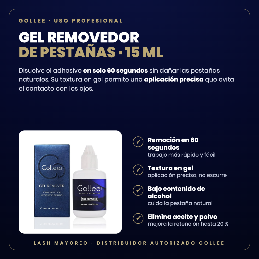 Gel Removedor de pestañas Gollee — descripción y beneficios | Lash Mayoreo