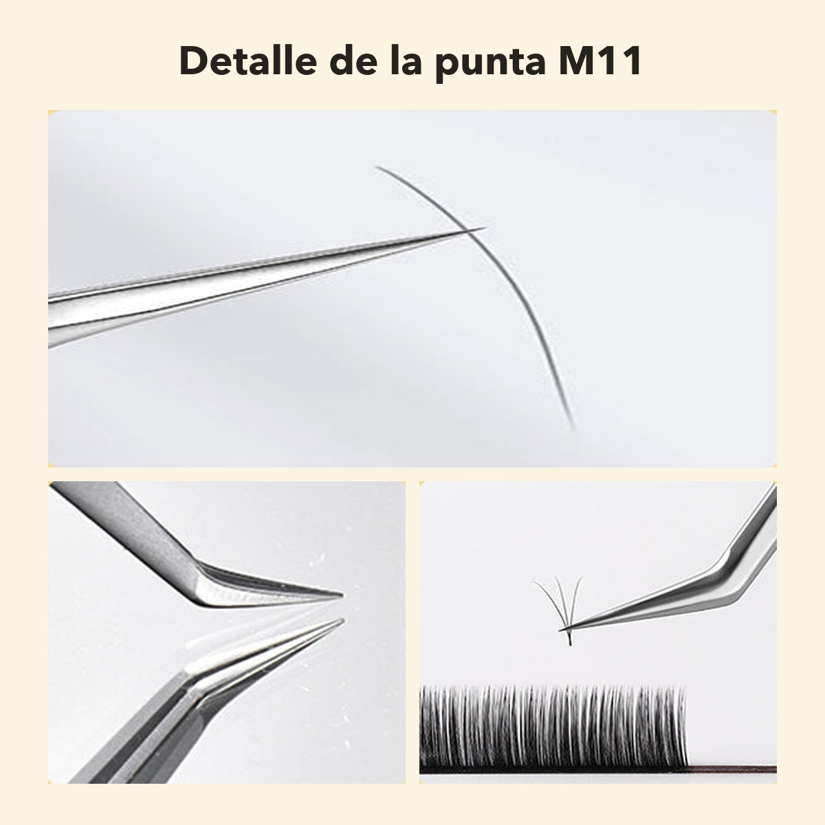 Pinza para Extensiones de Pestañas de Volumen Gollee M11 Golden Feather | Lash Mayoreo