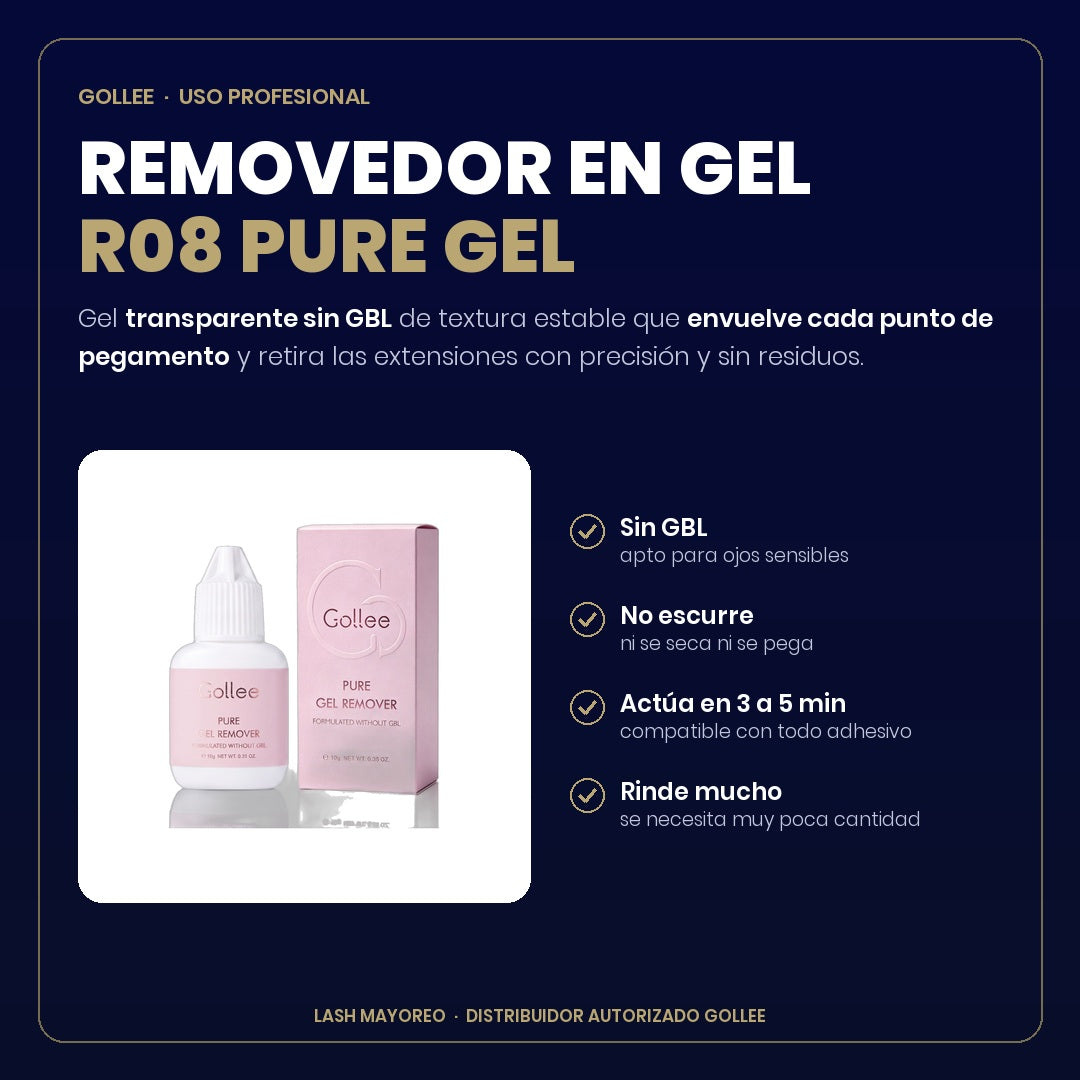 Removedor en Gel para Extensiones de Pestañas Gollee R08 sin GBL 10 g | Lash Mayoreo