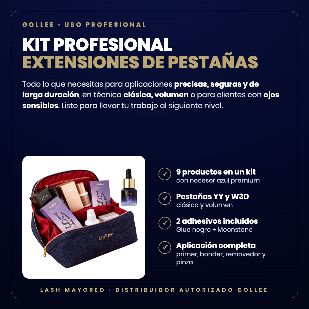 Kit Profesional extensiones de pestañas Gollee — descripción y beneficios | Lash Mayoreo