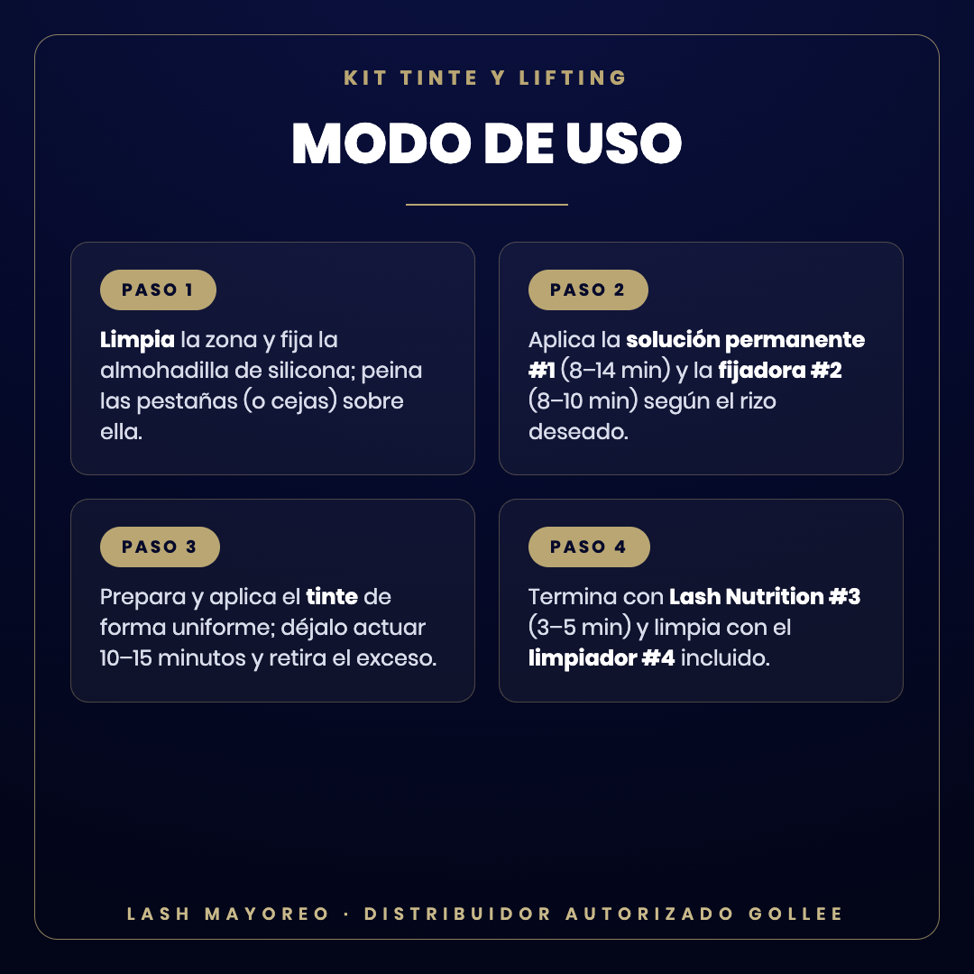 Kit de Tinte y Lifting Gollee — modo de uso | Lash Mayoreo