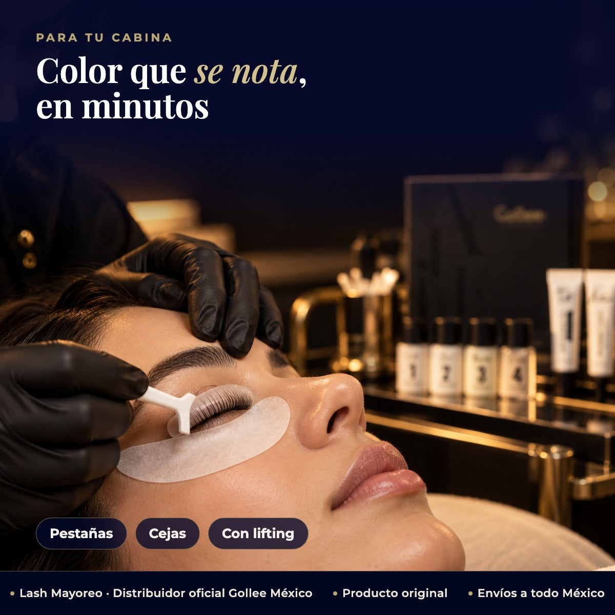 Tinte en Crema para Pestañas y Cejas Gollee Lash & Brow Tint Kit Negro — estudio | Lash Mayoreo
