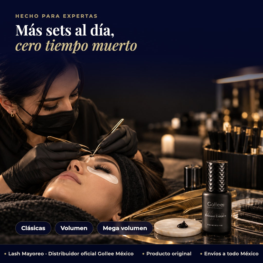 Adhesivo pegamento Gollee Radiant Expert para pestañas mink color negro — estudio | Lash Mayoreo