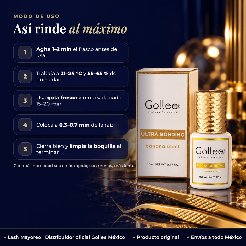 Adhesivo Gollee Banana Ultra Bonding Color Negro — modo de uso | Lash Mayoreo