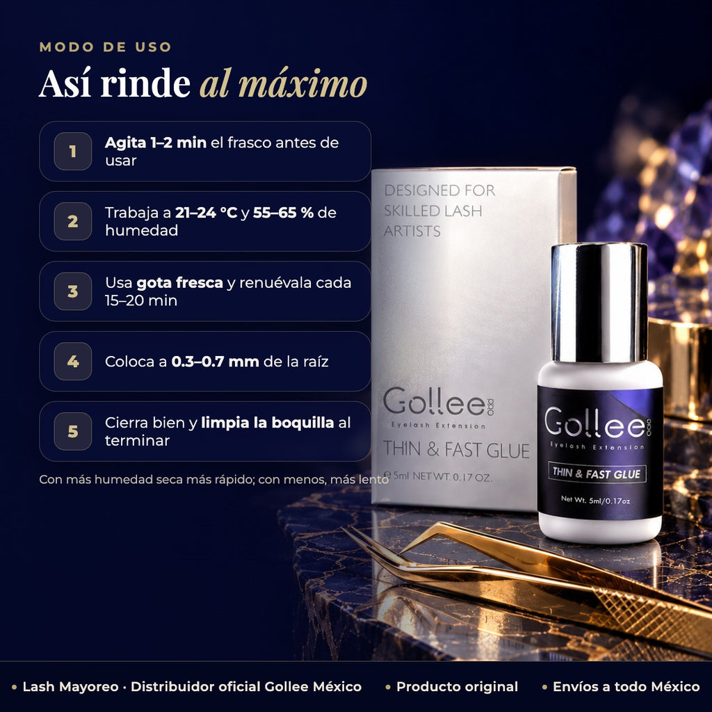 Pegamento Gollee Adhesivo Para Extensiones De Pestañas Azul — modo de uso | Lash Mayoreo