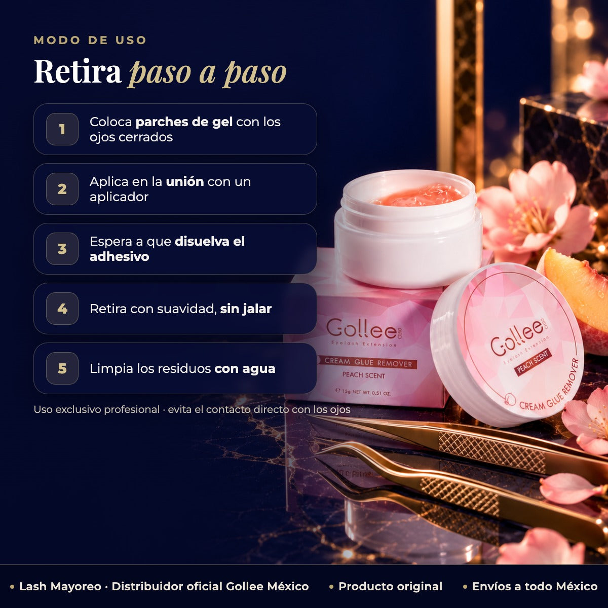 Removedor De Extensiones De Pestañas Gollee En Crema — modo de uso | Lash Mayoreo