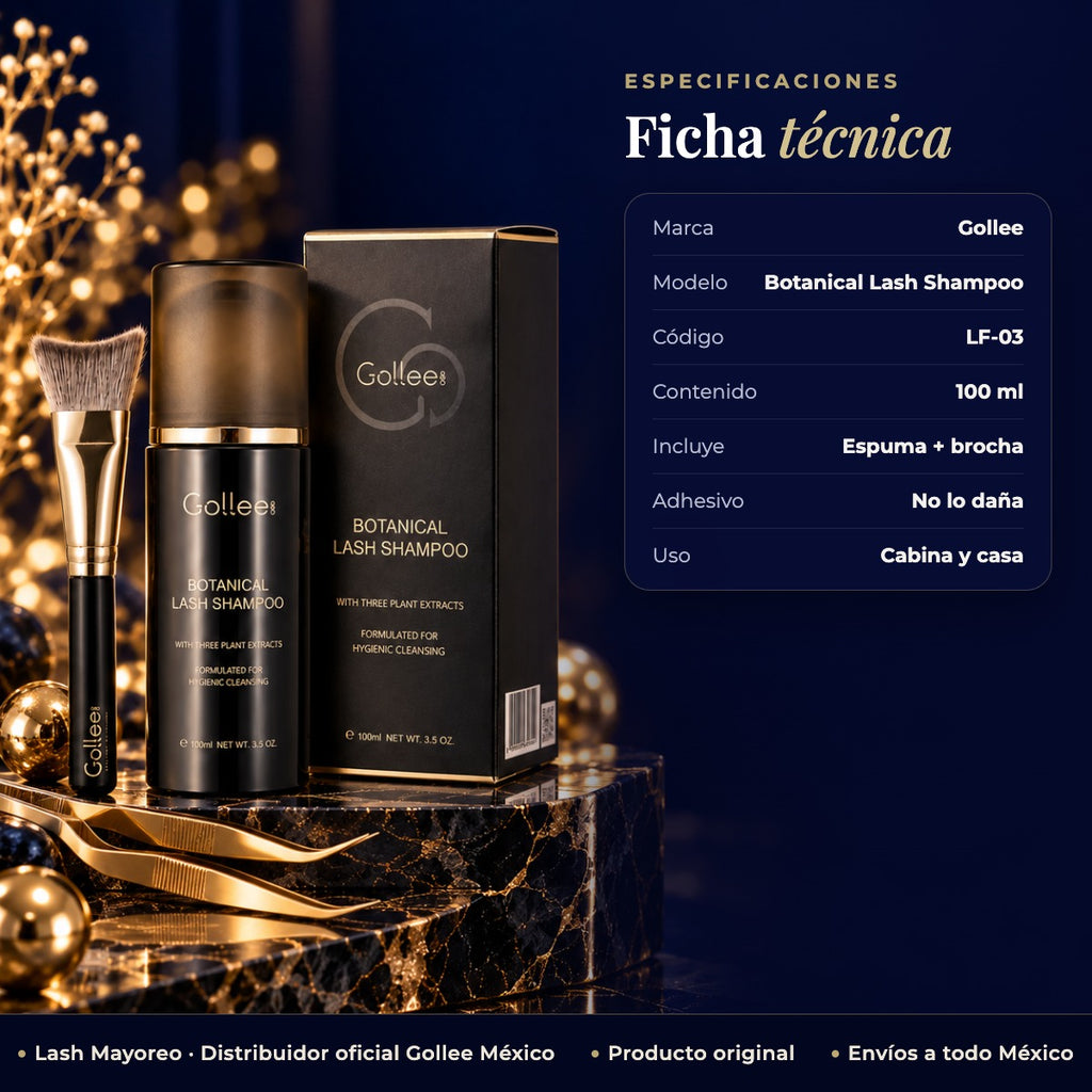 Lash Espuma Shampoo Limpiadora Extensiones Pestañas Gollee — ficha | Lash Mayoreo