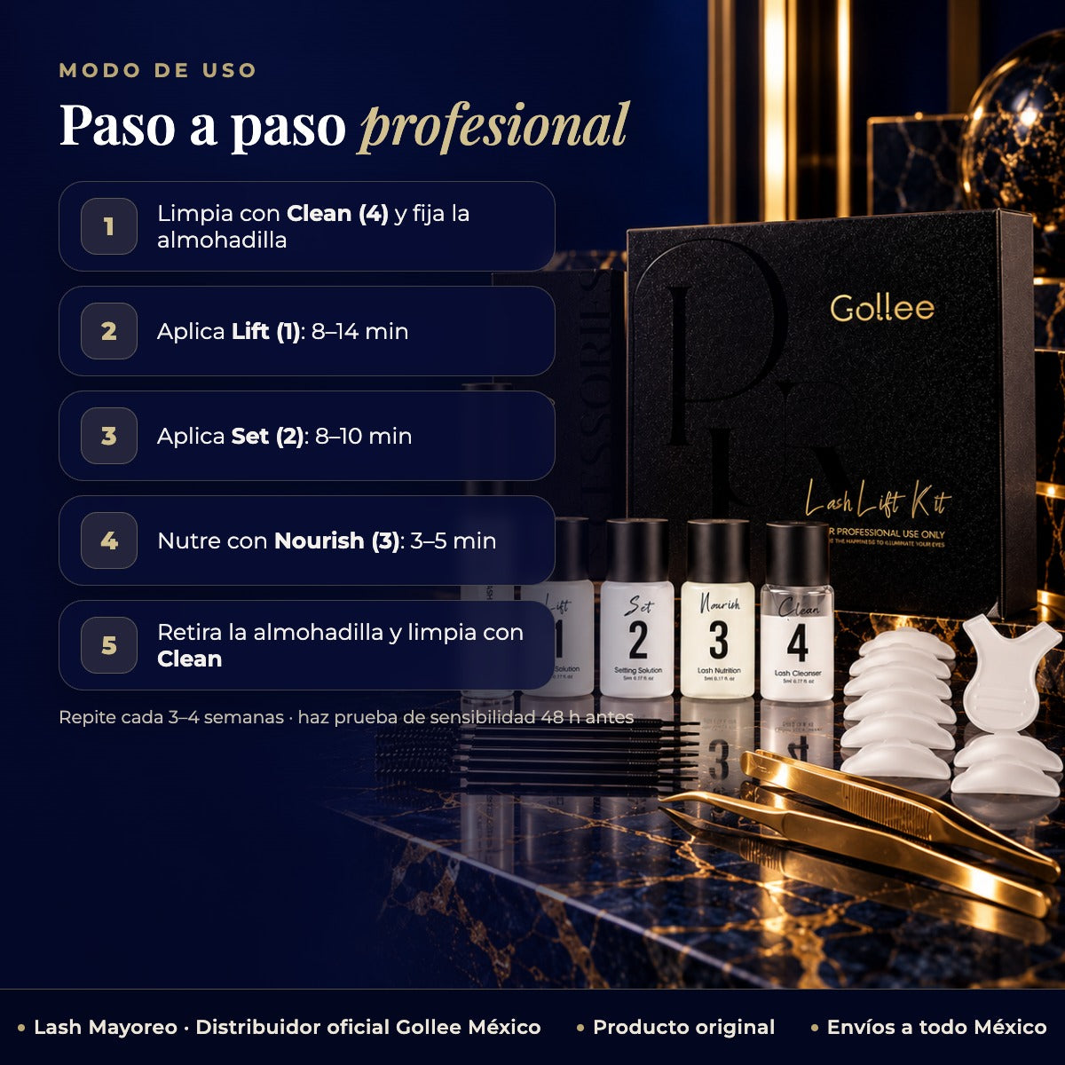 Kit Lash Lift Profesional GOLLEE — modo de uso | Lash Mayoreo