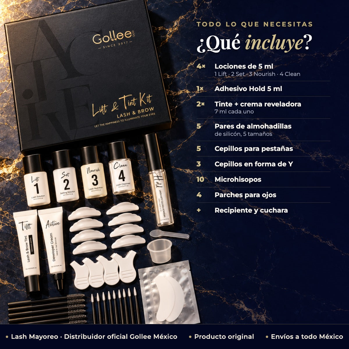 Kit de Tinte y Lifting para Pestañas y Cejas GOLLEE — incluye | Lash Mayoreo