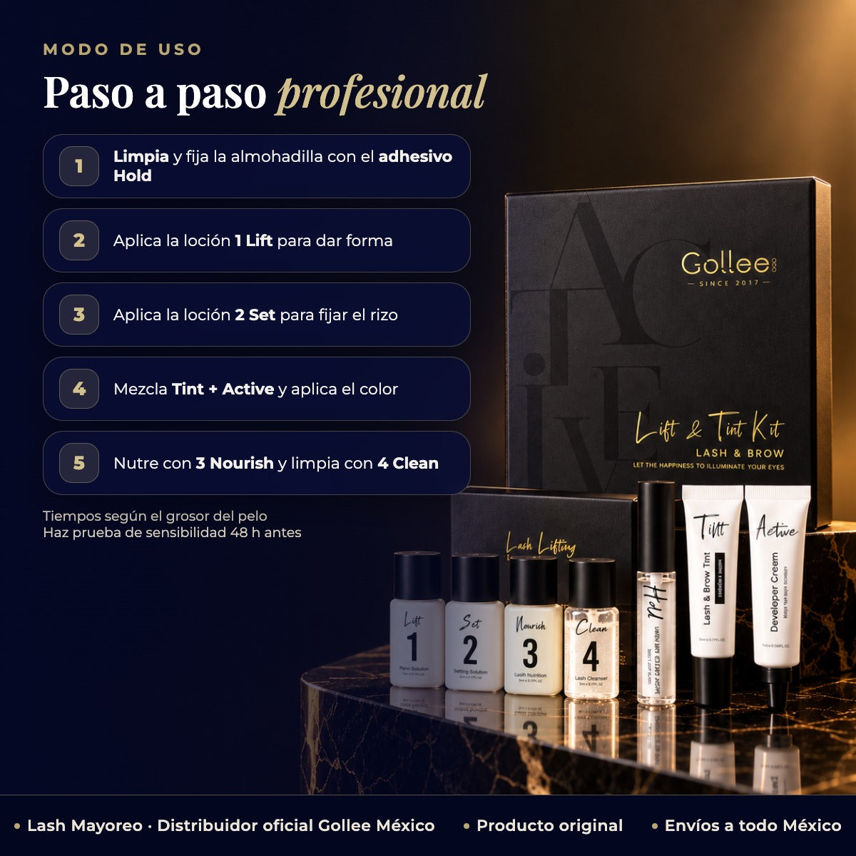 Kit de Tinte y Lifting para Pestañas y Cejas GOLLEE — modo de uso | Lash Mayoreo