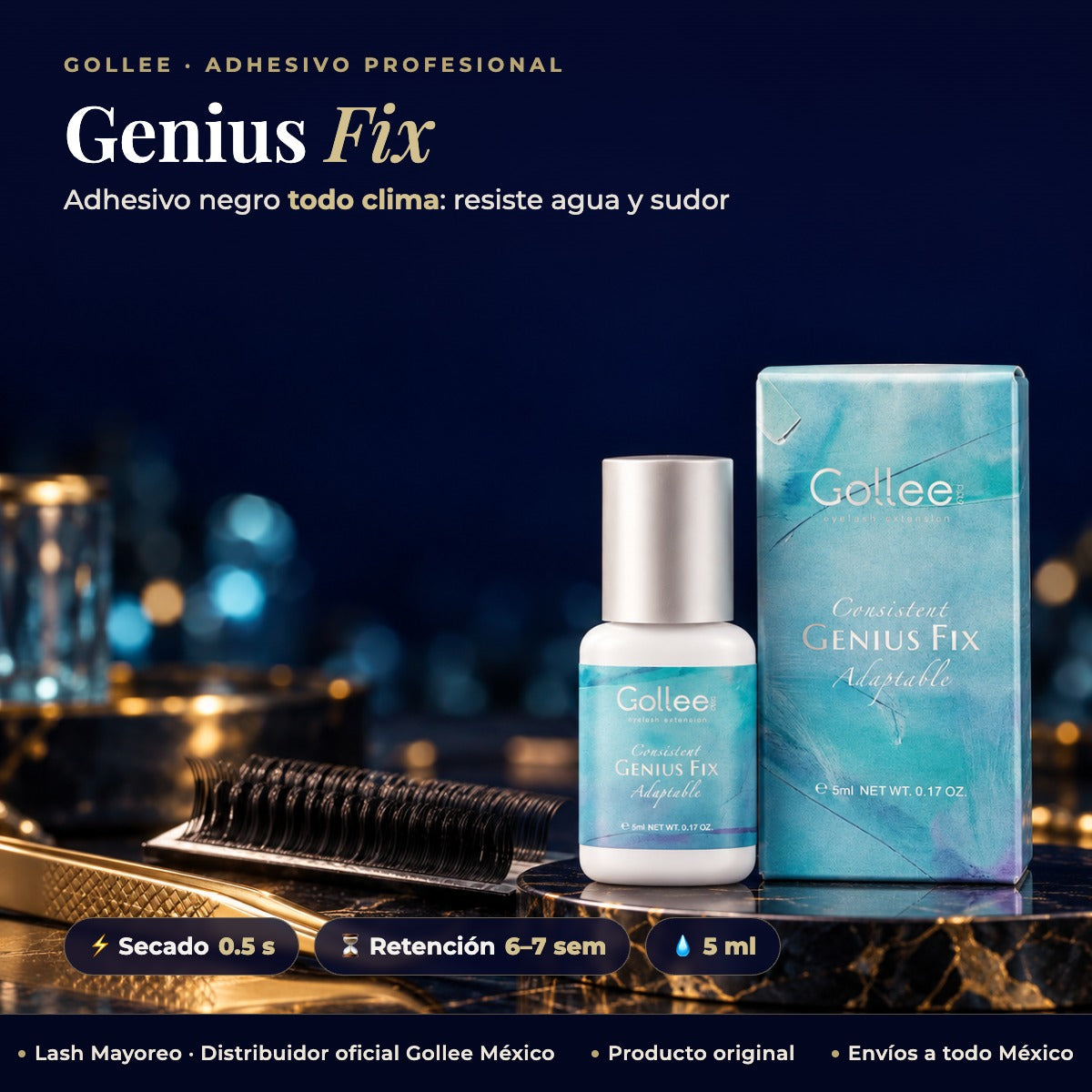 Adhesivo Pegamento Gollee Fix Genius Para Pestañas Mink Negro — hero | Lash Mayoreo