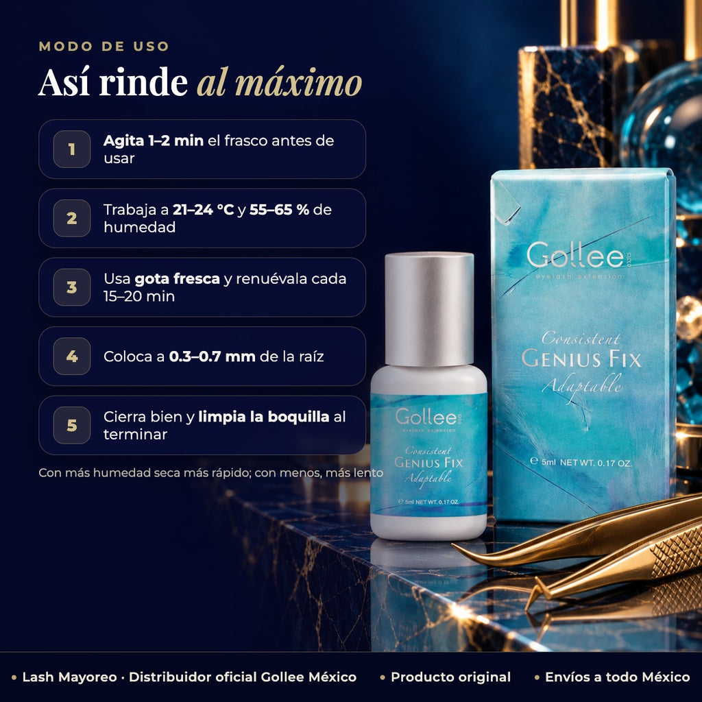 Adhesivo Pegamento Gollee Fix Genius Para Pestañas Mink Negro — modo de uso | Lash Mayoreo
