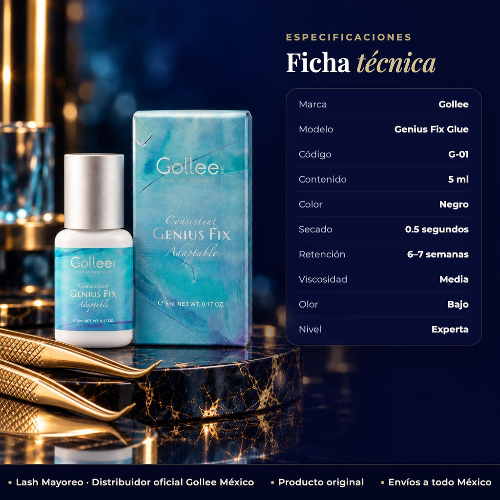 Adhesivo Pegamento Gollee Fix Genius Para Pestañas Mink Negro — ficha | Lash Mayoreo