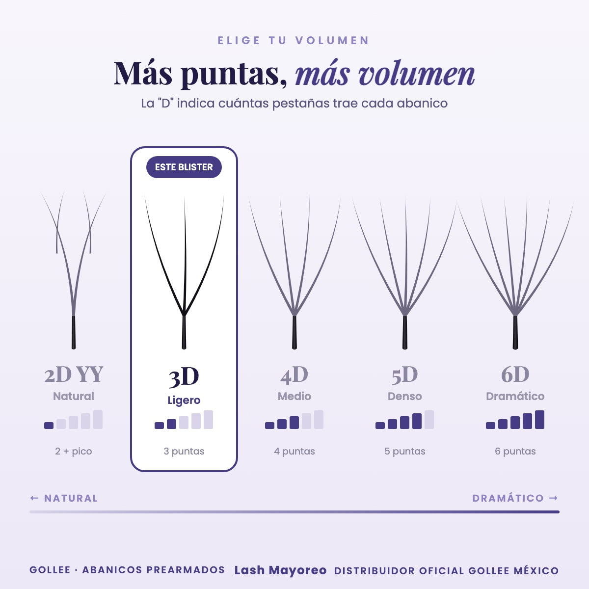 Blister Gollee Pestañas 3D Prearmadas Color Negro — comparativa | Lash Mayoreo