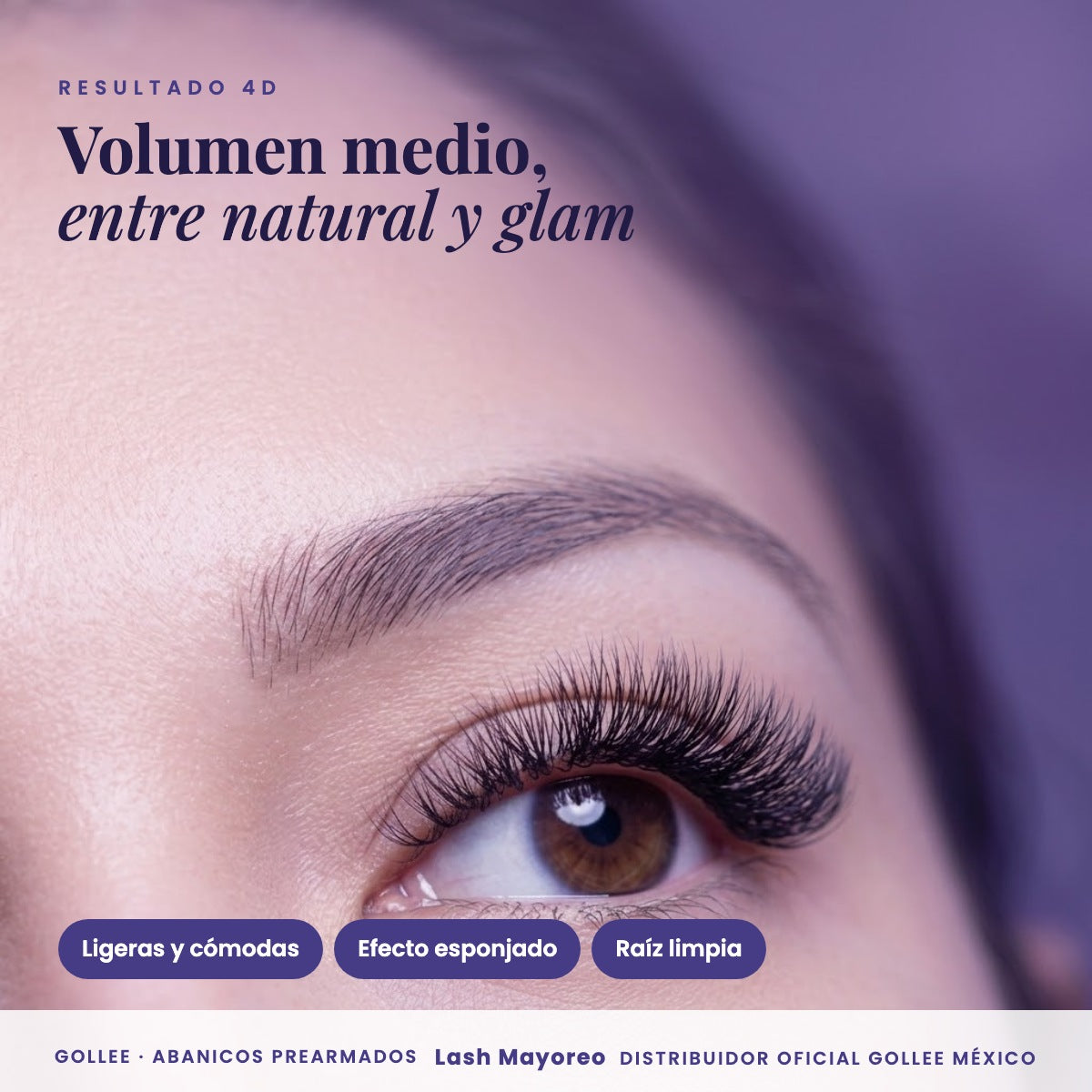 Blister Gollee Pestañas 4D Mix Prearmadas Color Negro — resultado | Lash Mayoreo