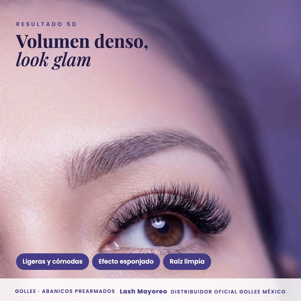 Blister Gollee Pestañas 5D Mix Prearmadas Color Negro — resultado | Lash Mayoreo