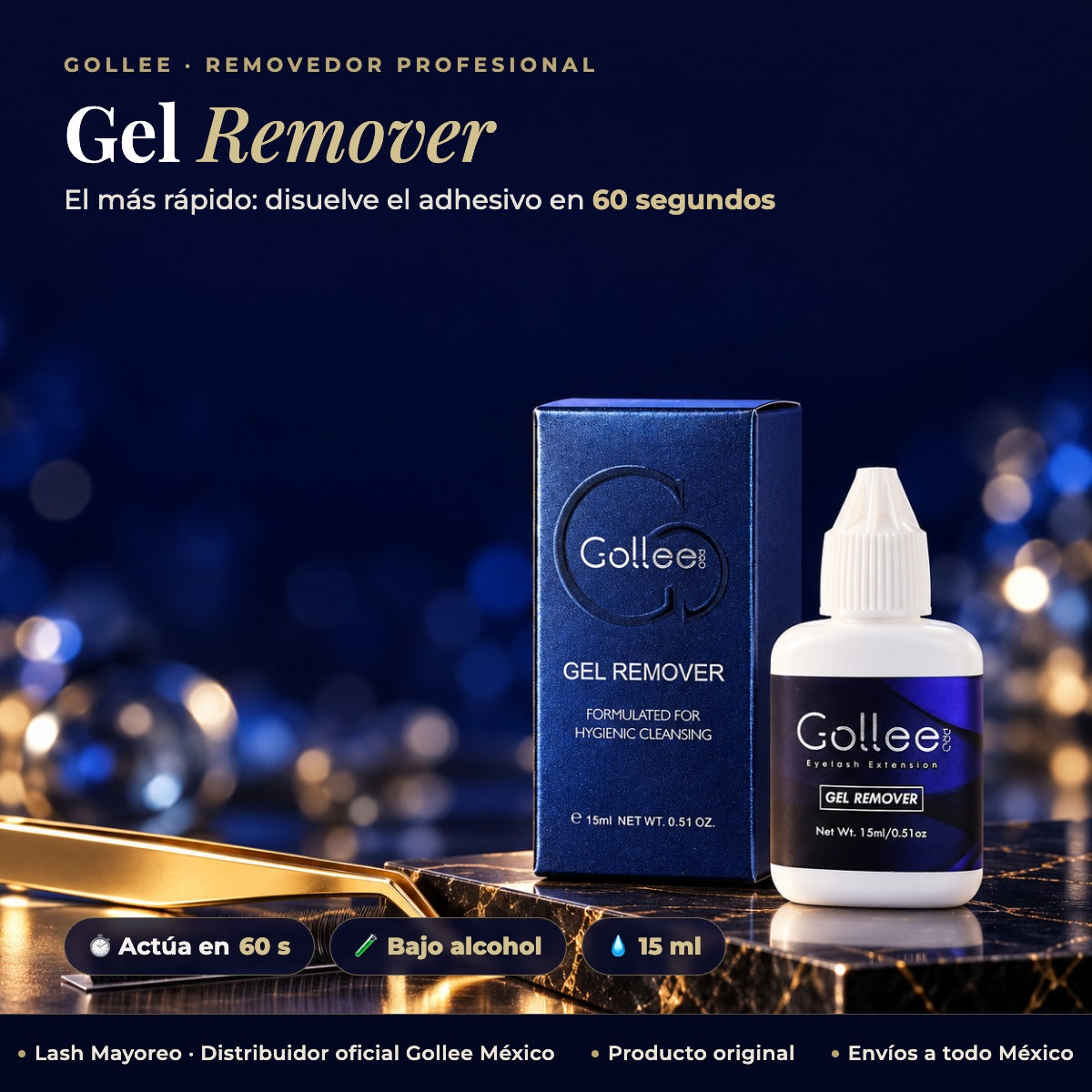Gel Removedor de Pestañas Gollee — hero | Lash Mayoreo
